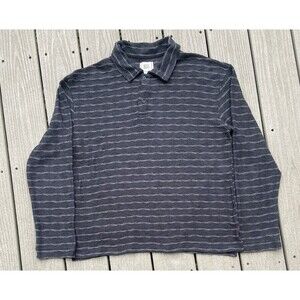 BDG Men’s Textured Knit Polo Sweater Shirt Black Gray Striped Mens L Urban
